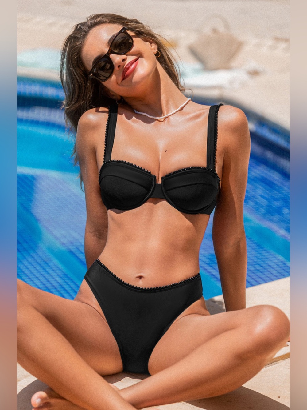 Cupshe Black Underwire Bikini Top